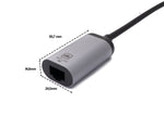 LAN Kabel 20 cm RJ45 Buchse zu USB 3.1 Typ C Stecker Adapter in Grau | System-S