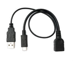 USB 2.0 Y Kabel 35 cm Typ A Buchse zu Typ A Stecker & 3.1 Typ C Buchse Adapter | System-S