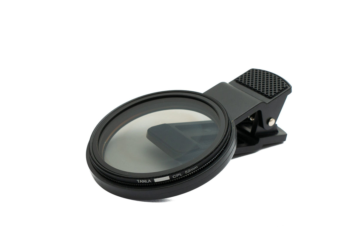 CPL 52 mm Filter Circular Polarizer Linse mit Clip für Smartphone in Schwarz | System-S