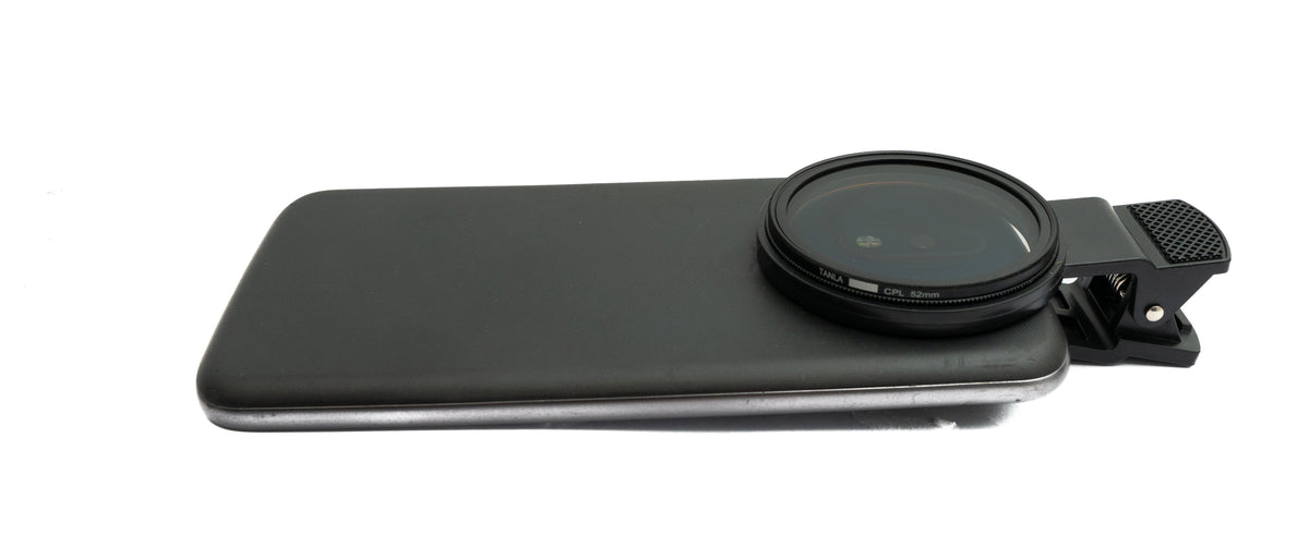 CPL 52 mm Filter Circular Polarizer Linse mit Clip für Smartphone in Schwarz | System-S