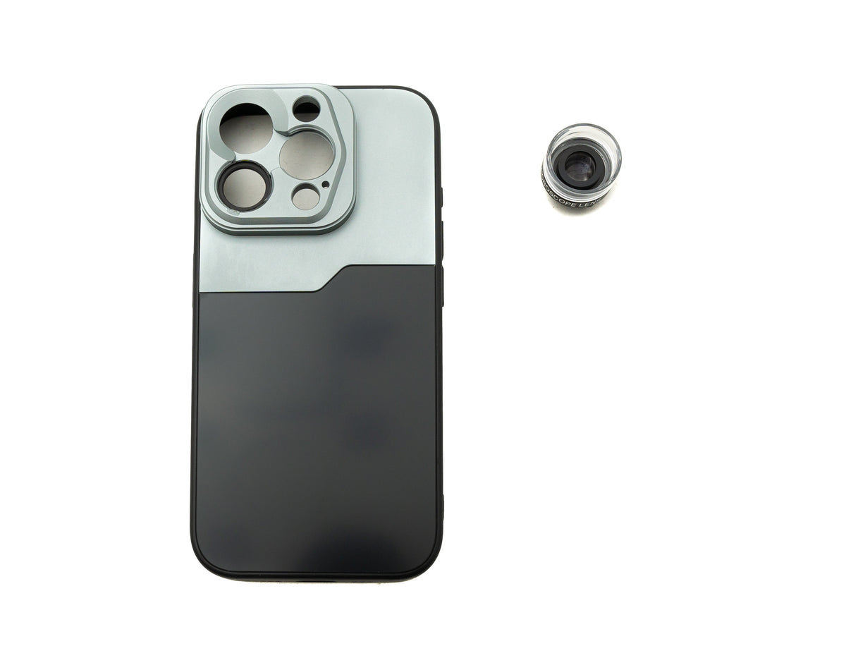 Super Makro Linse 30x 37 mm Mikroskop Filter mit Hülle für iPhone 15 Pro | System-S