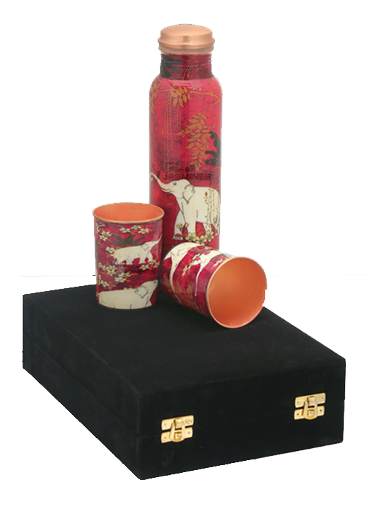COPPER PLAIN BOTTLE WITH 2GLASS GIFT SET product image 1