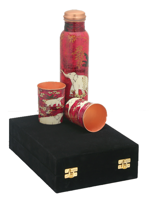 COPPER PLAIN BOTTLE WITH 2GLASS GIFT SET product image 1