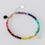 Chakra Armband mit versilbertem Lebensblume-Anhänger