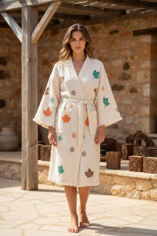 Damen Kimono-Bademantel – Herbst