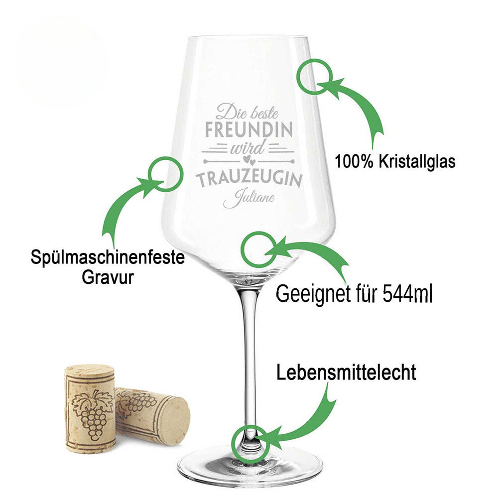 Stölzle Lausitz Weinglas mit Gravur "Die beste Freundin wird Trauzeugin"