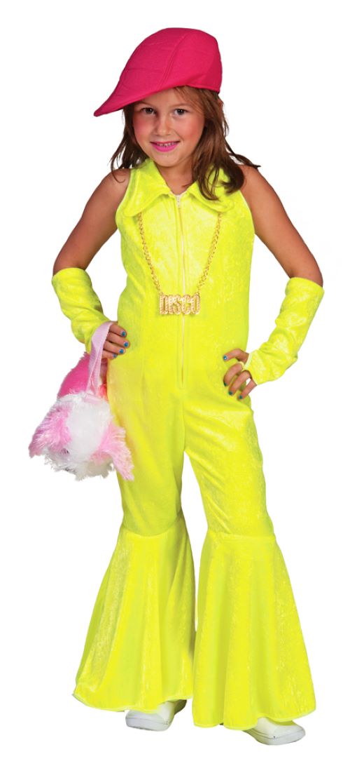 Hippie Girl Disco Anzug für Mädchen - Neon Gelb