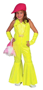 Hippie Girl Disco Anzug für Mädchen - Neon Gelb