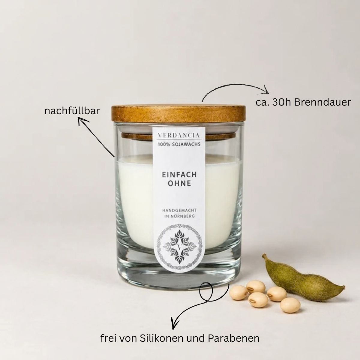 Einfach Ohne | Sojawachs Kerze – ohne Duft – minimalistisch & natürlich