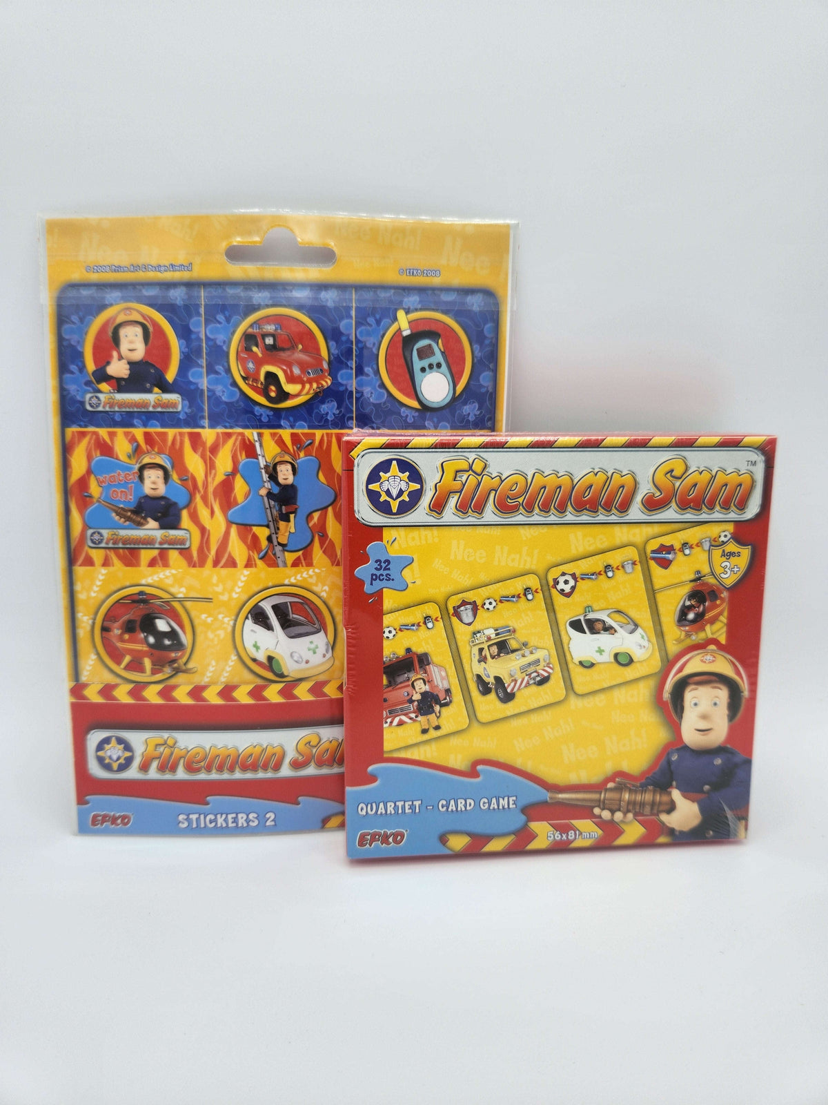 Feuerwehrmann Sam Quartett + Sticker Set Namma Markt
