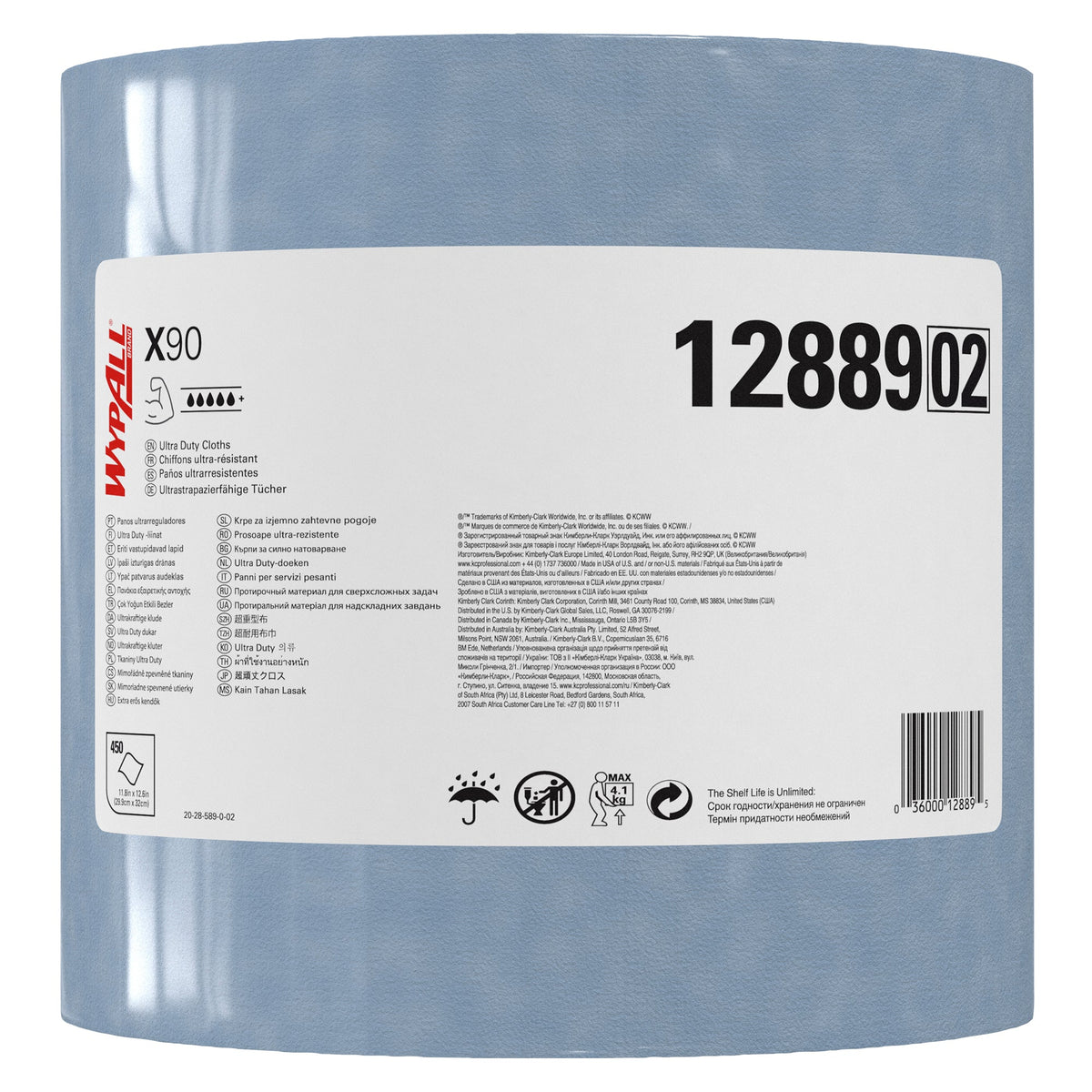 WypAll® X90 PowerClean - Großrolle / Blau - 1 Roll x 450 Sheets | Karton (1 Rolle)