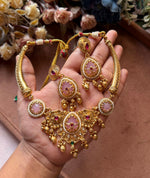 Traditional Antique Gold Plated Choker Jewelry Set for Women in Germany (Onam Special)