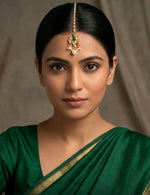 Gold-Plated Kundan Studded & Pearls Beaded Matha Tikka