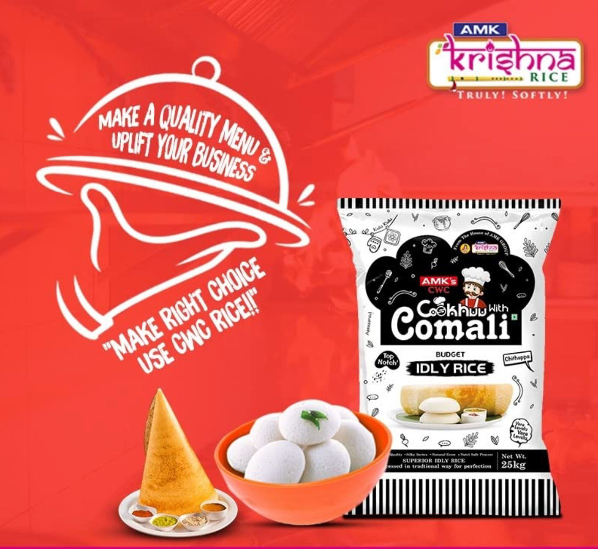 AMK Cookhu with Comali Premium Idly Rice 10Kg