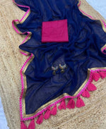 Dream Crushers Womens New Latest Party Fancy Soft Georgette Lace Work Embellished Saree with Unstitched Contrast Blouse