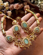 Traditional Antique Gold Plated Choker Jewelry Set for Women in Germany (Onam Special)