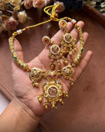 Traditional Antique Gold Plated Choker Jewelry Set for Women in Germany (Onam Special)