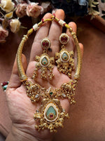 Traditional Antique Gold Plated Choker Jewelry Set for Women in Germany (Onam Special)