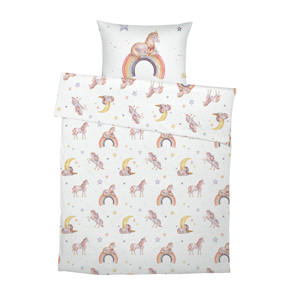 "Regenbogen Einhorn" Premium Kinderbettwäsche