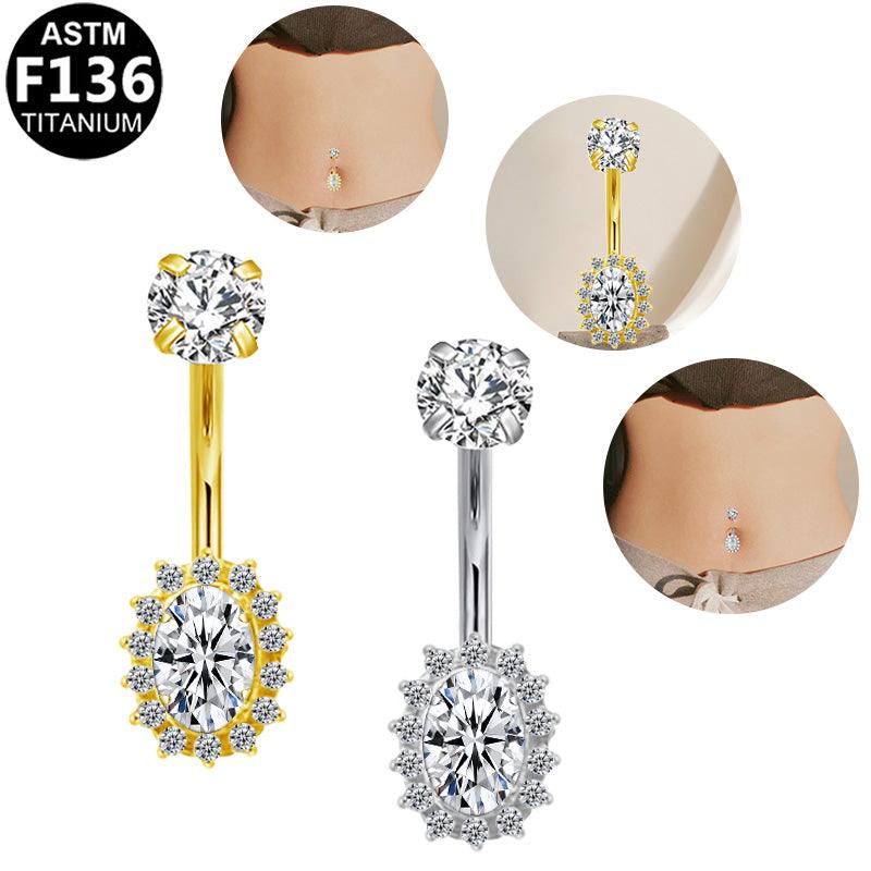Ovaler Halo Bauchnabelpiercing aus Titan
