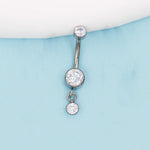 Doppelkristall klein Bauchnabelpiercing aus Titan