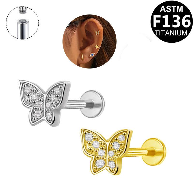 Schmetterling Pavé Labret aus Titan