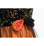 Glitzer Kinder Kostüm "Hexe Lucinda" mit Hut | Schwarz Orange