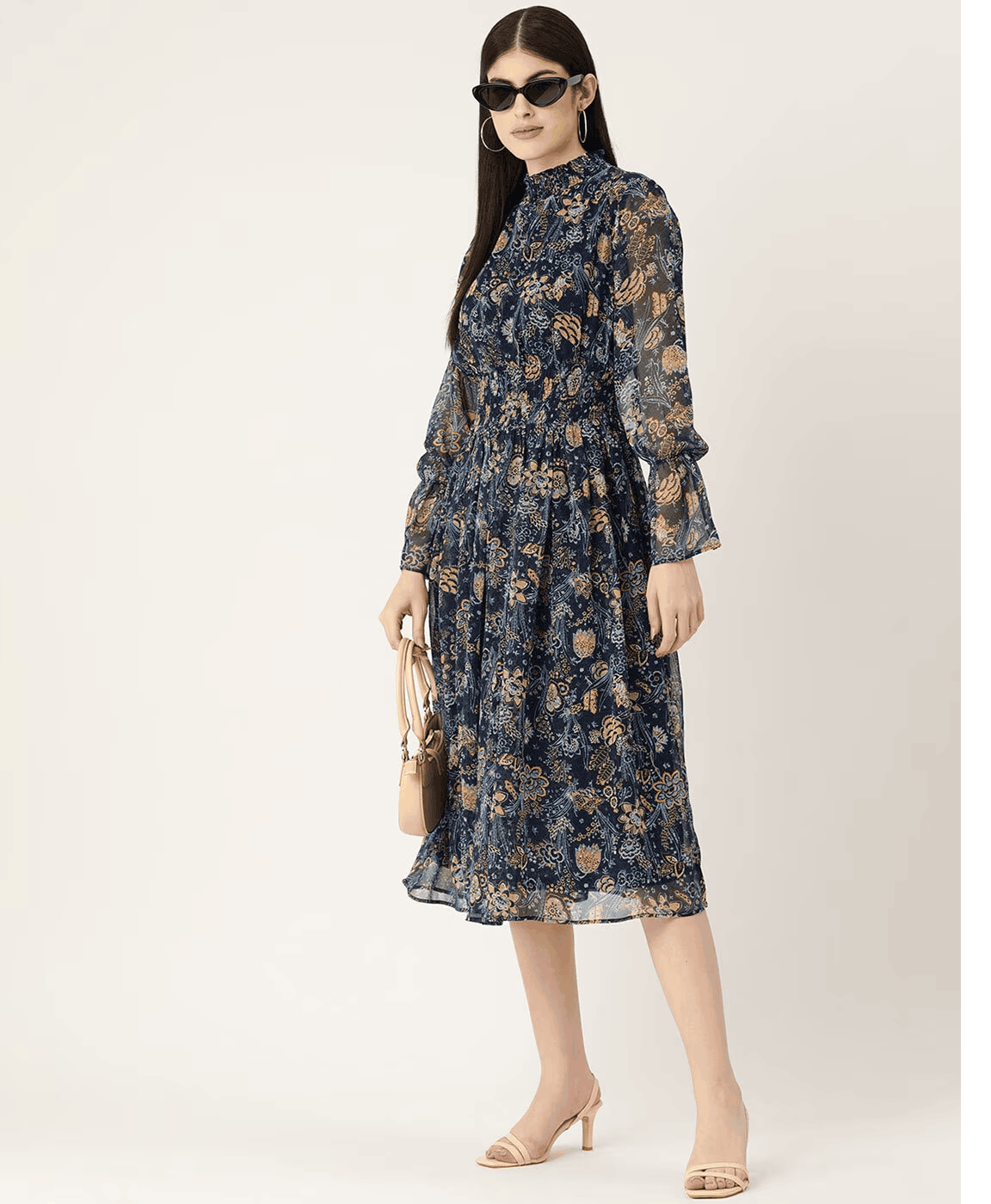 Navy Blue Floral Printed Maxi Dress in Germany