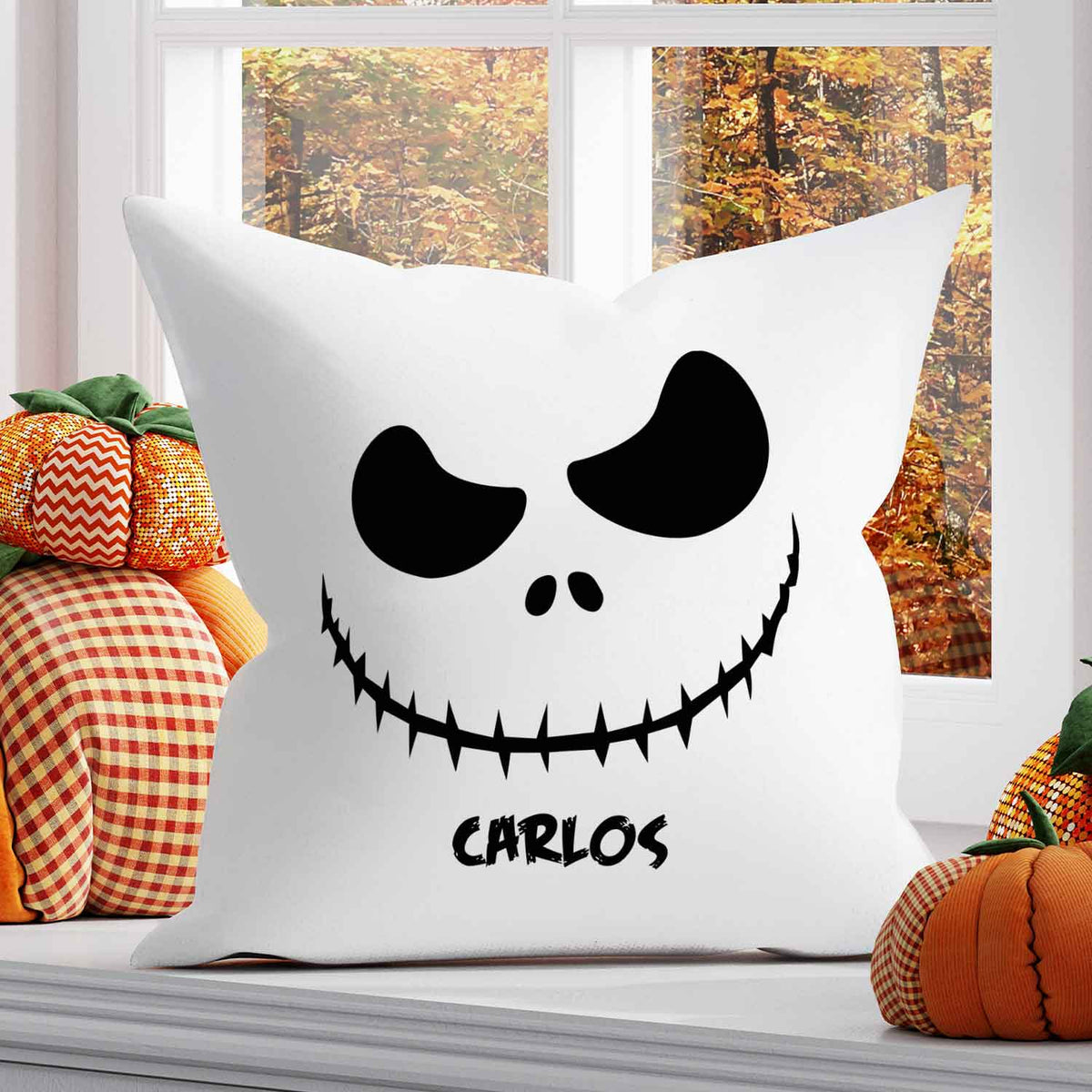 Bedrucktes Kissen mit Motiv Scary Face
