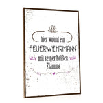 Holzschild Hier wohnt ein Feuerwehrmann
