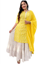 Printed cotton straight kurta with Skirt & dupatta in Hamburg