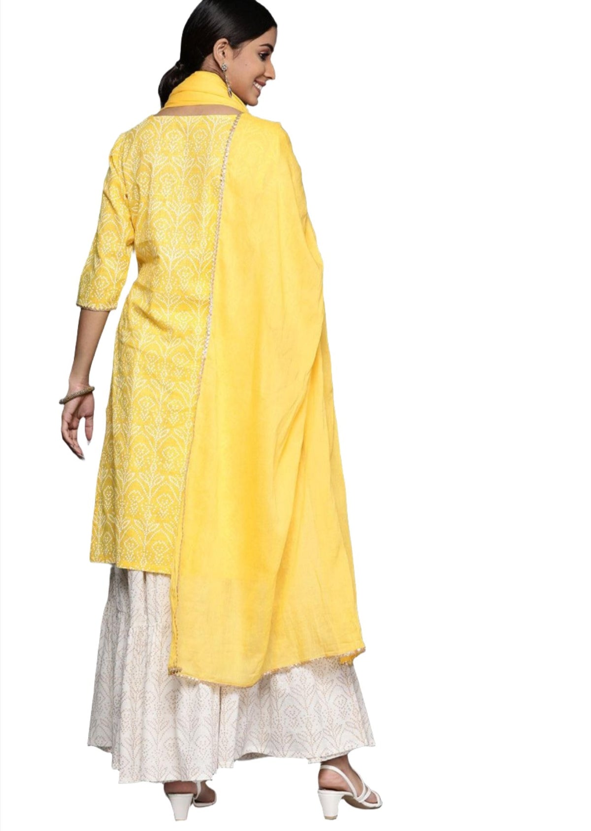 Printed cotton straight kurta with Skirt & dupatta in Hamburg