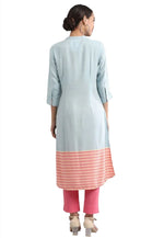 Blue Band Collar Yarn-dyed liva Kurta in Hamburg Namma Markt