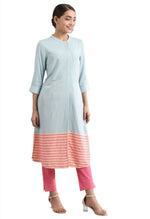 Blue Band Collar Yarn-dyed liva Kurta in Hamburg Namma Markt