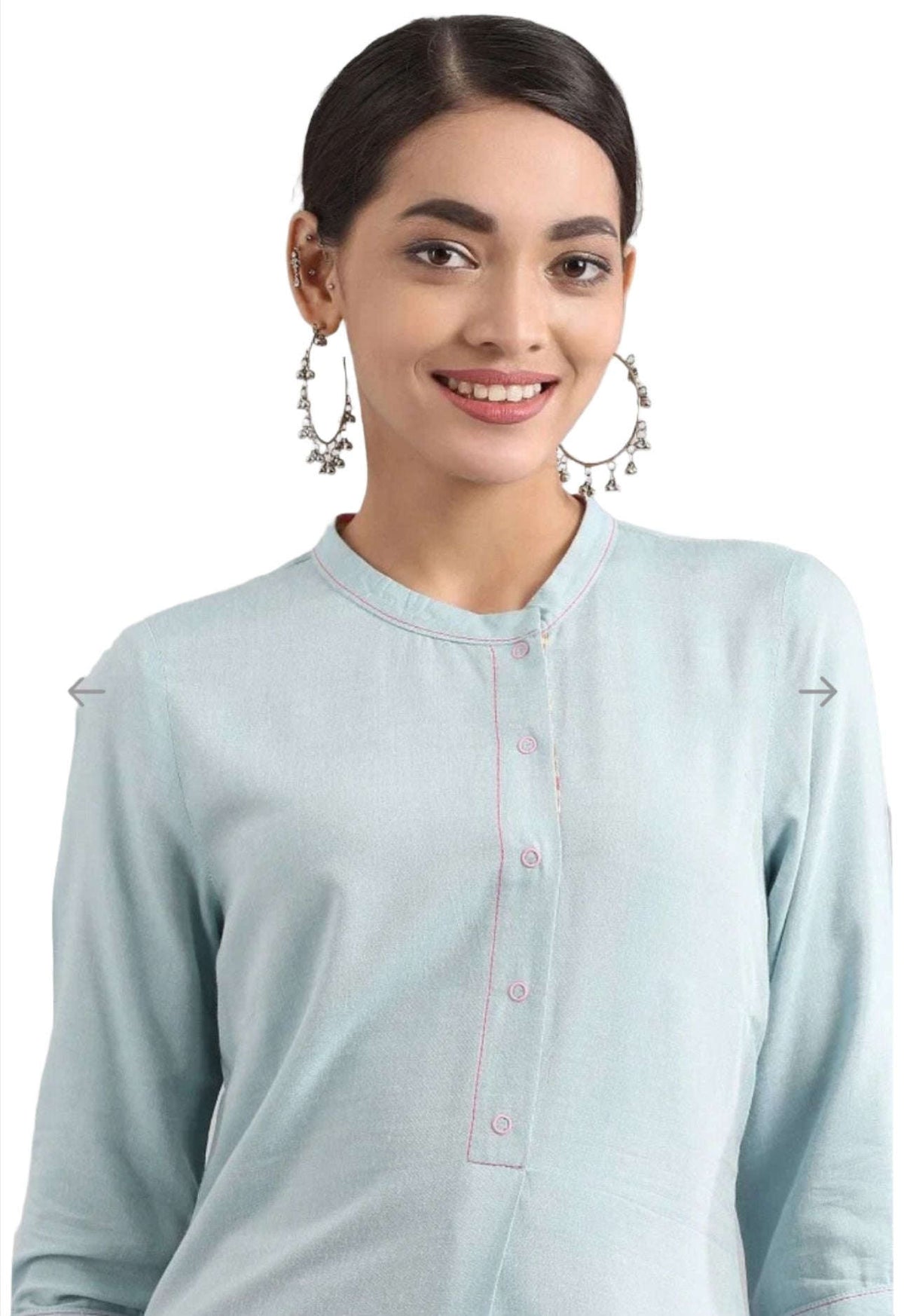 Blue Band Collar Yarn-dyed liva Kurta in Hamburg Namma Markt