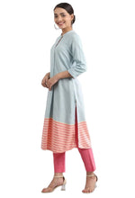 Blue Band Collar Yarn-dyed liva Kurta in Hamburg Namma Markt