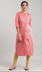 Pink band collar Printed Kurta in Hamburg