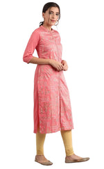 Pink band collar Printed Kurta in Hamburg