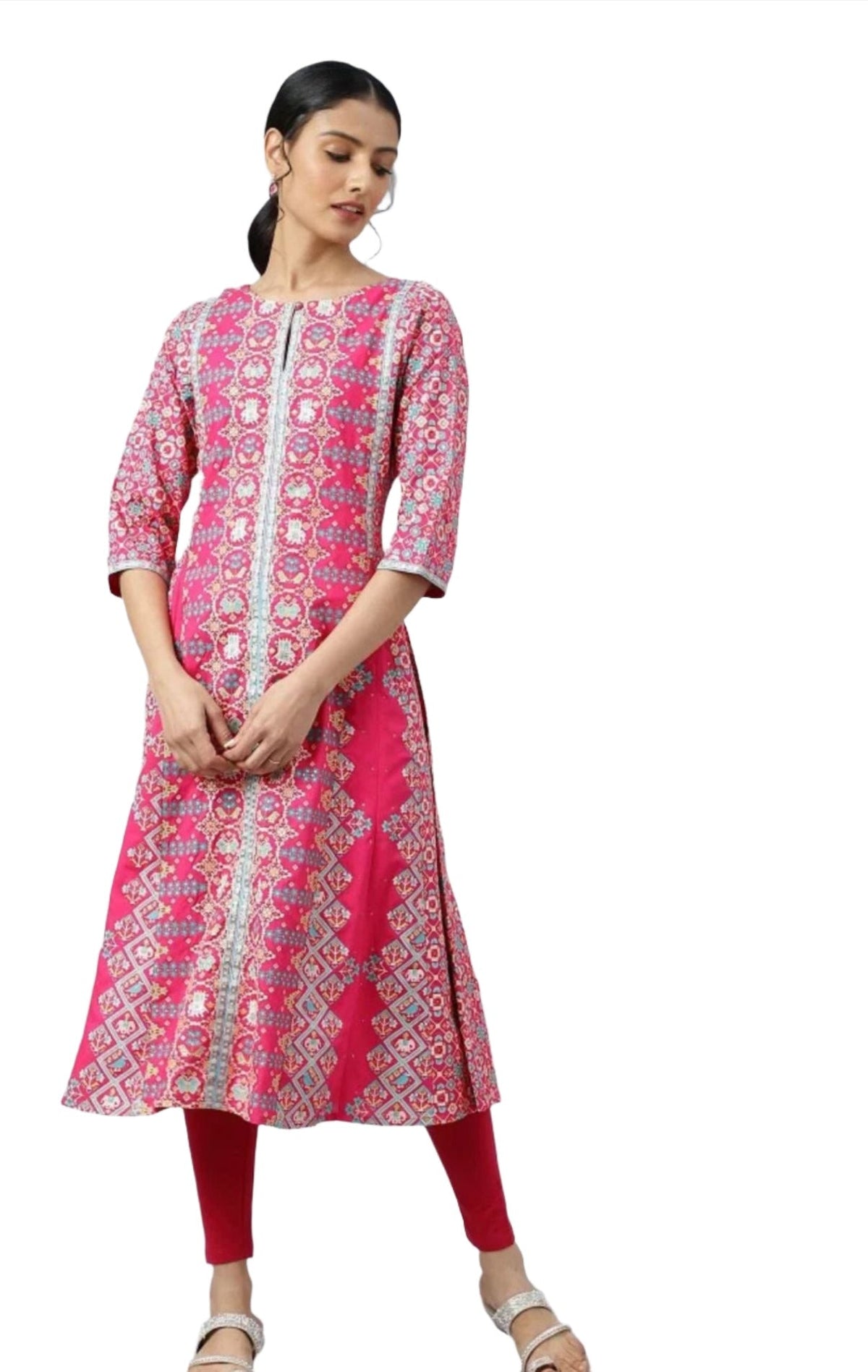 Dark Pink A-line printed kurti in Munich
