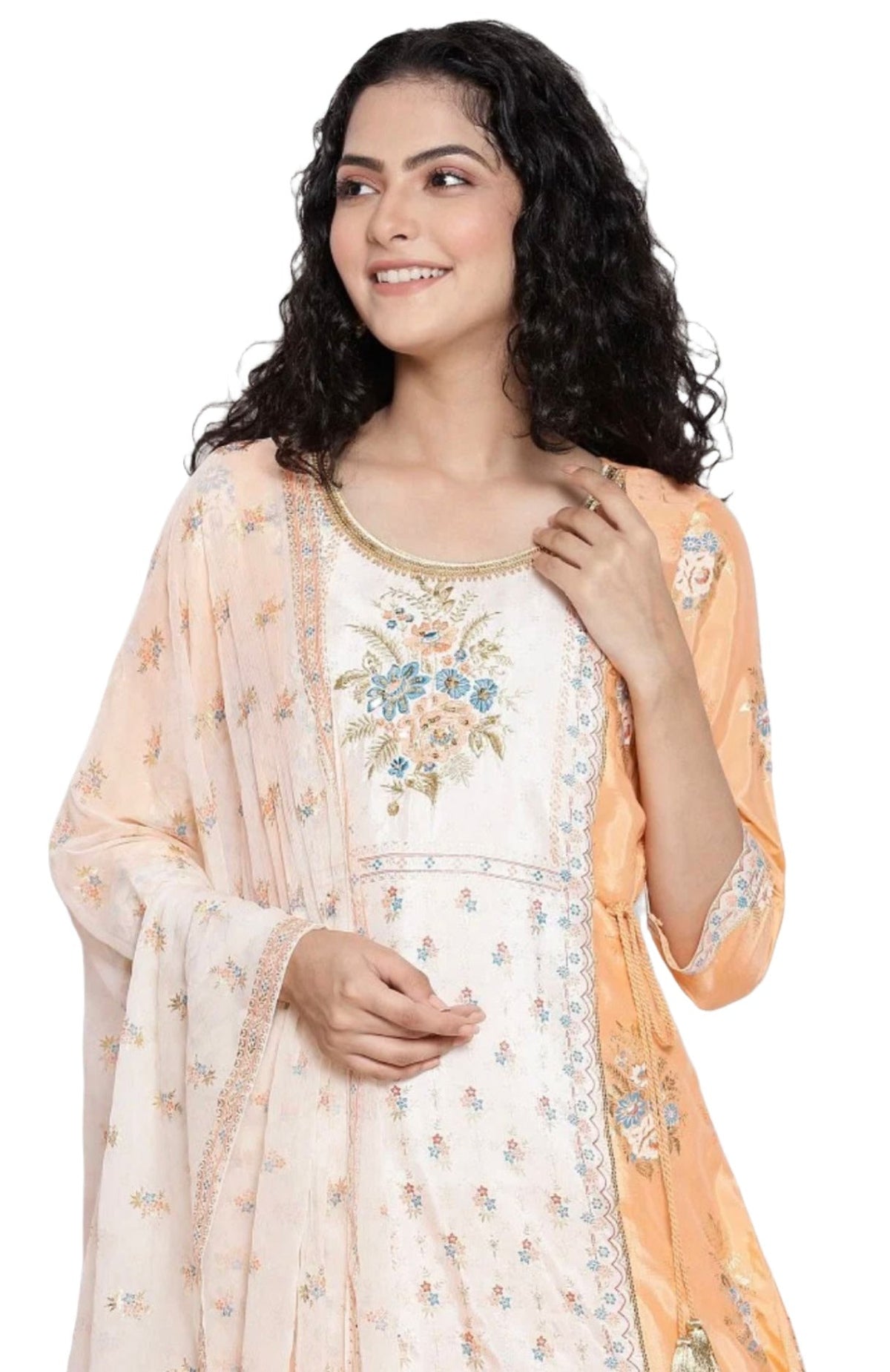 Peach kurta Tights Dupatta Set