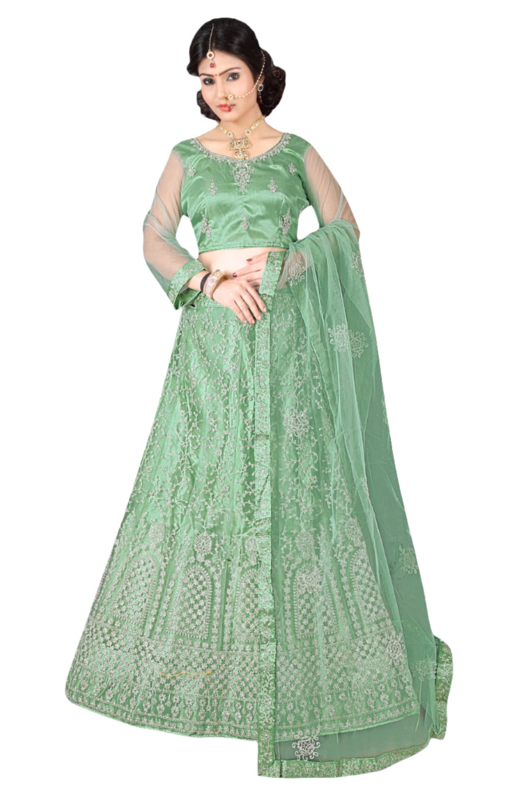Tittle:- Complete Stitched Embroidered Lehenga Choli In Germany (Sea Green )/Bridal Lehenga In Germany
