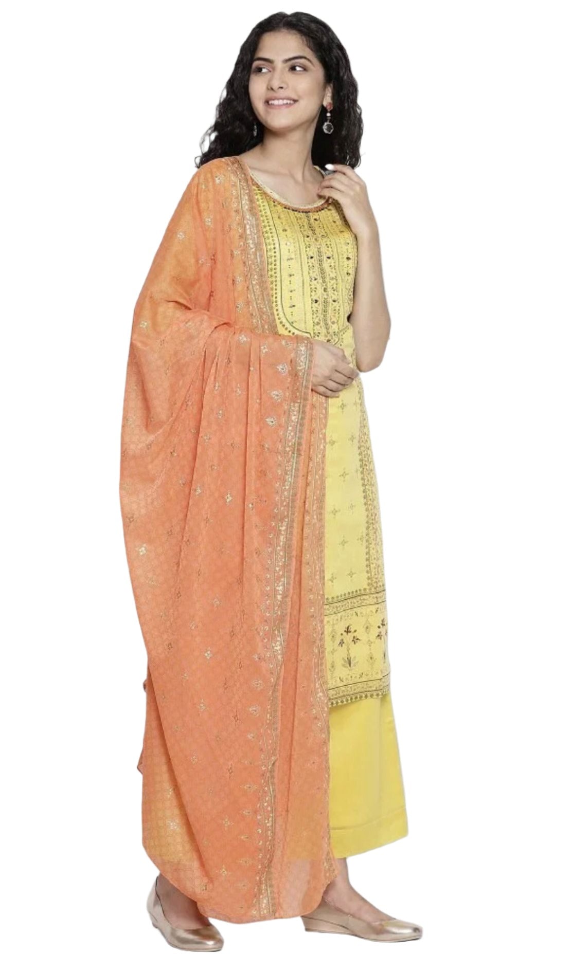Yellow Printed kurta-plazzo- Dupatta set in Germany