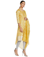 Yellow foil Print kurta in round neck and dupatta set in Poland Namma Markt