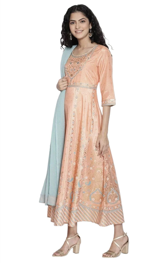 Peach Printed ethnic dress dupatta set in Munich