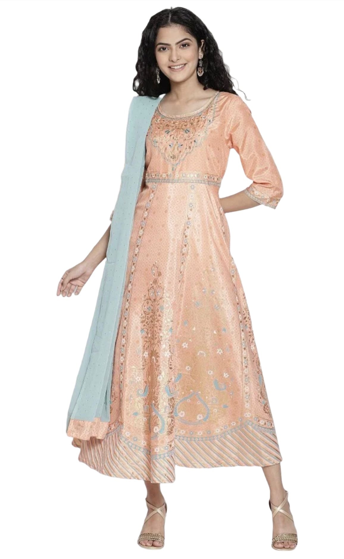 Peach Printed ethnic dress dupatta set in Munich