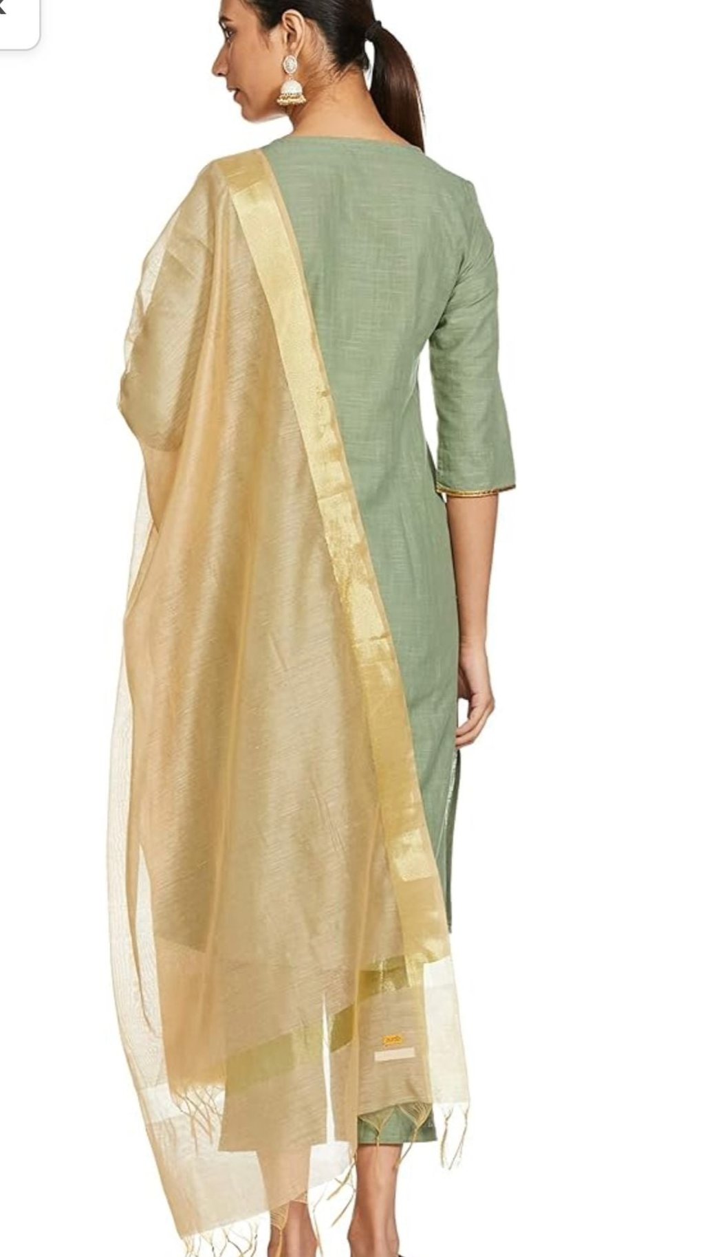 Cotton Green solid Round neck straight kurta set Germany