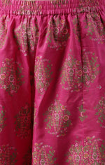 Pink Printed kurta with culottes and Green dupatta set in Poland