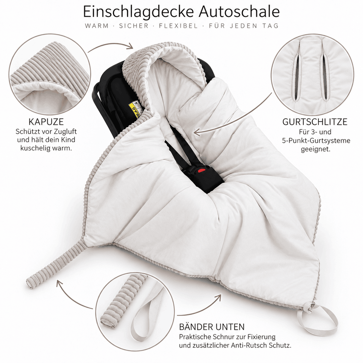 Einschlagdecke Cord – 2.5 TOG Babyschale