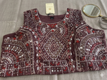 BROWN RESHAM EMBROIDERED CREPE LEHENGA WITH NET DUPATTA