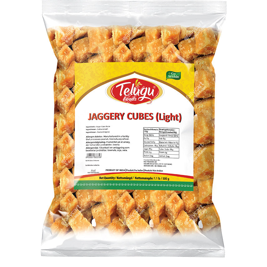 Cibi Telugu / Cubetti di Jaggery Nandhi (chiaro) 500g